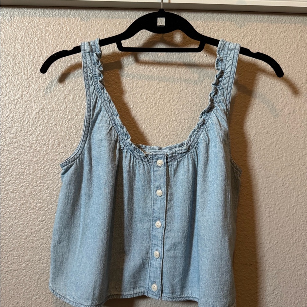 Madewell Ruffled Denim Tank Top
